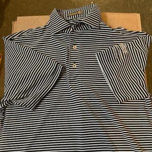 Black and White Striped Peter Millar Polo